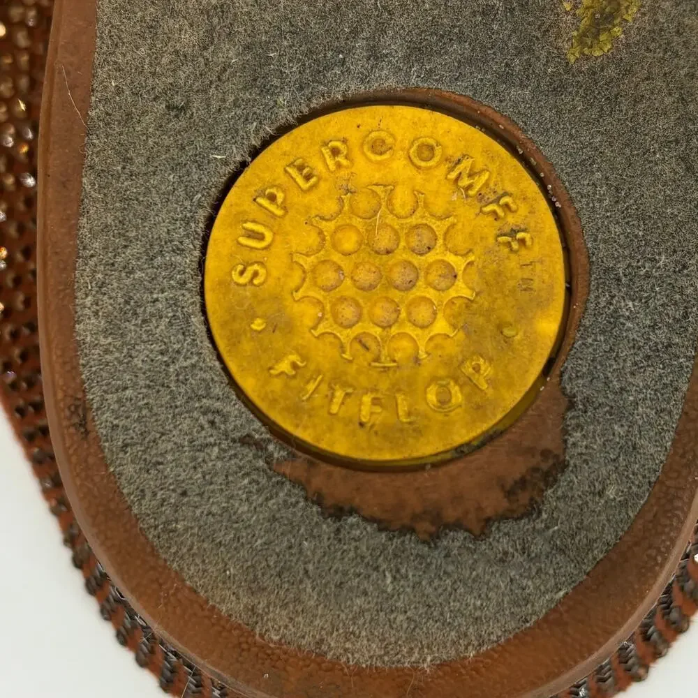 FitFlop Banda Glitz Thong Sandals Womens‎ Size 9 Bronze Rhinestone